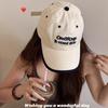 Letter Embroidered Wave Point Baseball Cap Adjustable Sunscreen Hat Embroidery Letter Cap  Female