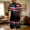 Conjunto de Verano para Hombre con Top de Manga Corta y Pantalones Cortos Juego de Dos Piezas para Dormir Tejido Ligero Transpirable Suave Ropa Casual para Casa