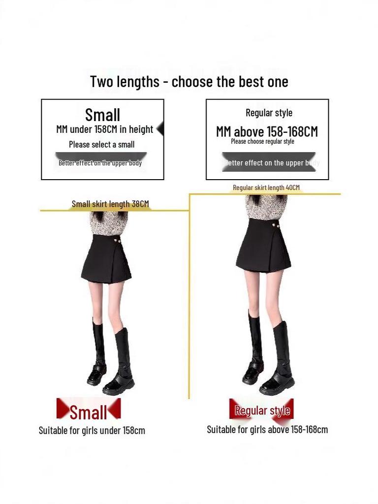 Women's High Waist Black Irregular A-Line Skirt - 2024 Autumn/Winter Trend