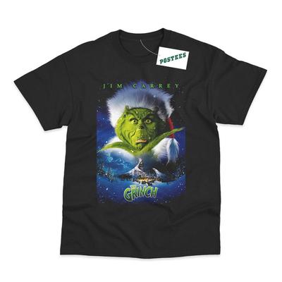 T-shirt stampata DTG ispirata al poster di un film retrò de Il Grinch