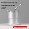 Baizi'en 304 Stainless Steel 0.3L Camping Cup with Lid and Straw