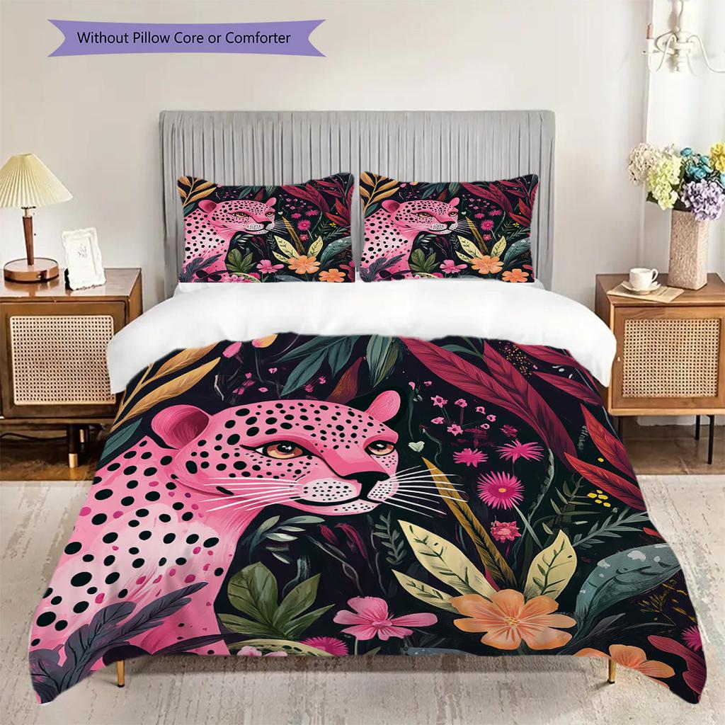 Leopard Pattern Bedding Quilt Set Quilt Cover Pillowcase Home Decoration Birthday Gift (1 * duvet cover + 2 * pillowcase, without core)
