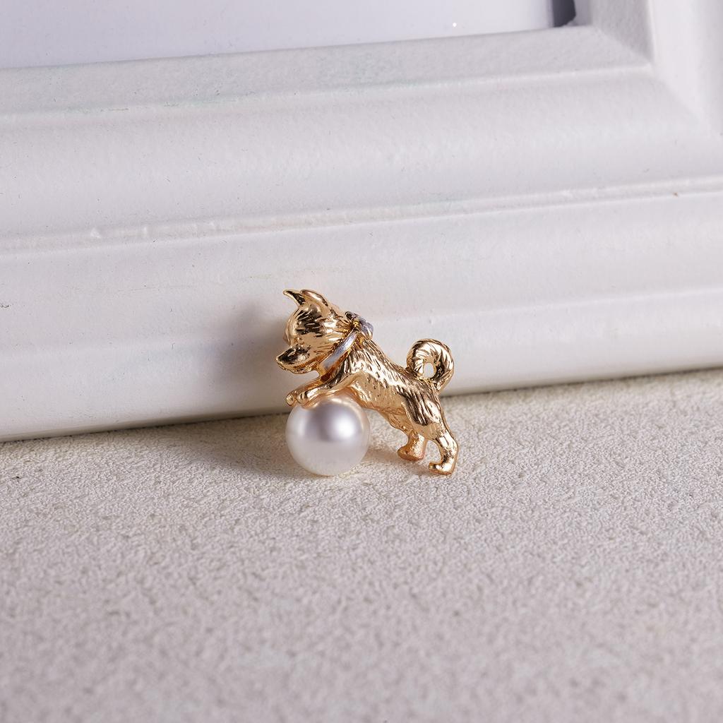Rinhoo Cute Small Dog Brooch for Women Kids Enamel Rhinestone Cartoon Animal Badge Dog Pet Brooch Pins Coat Dress Jewelry Gift