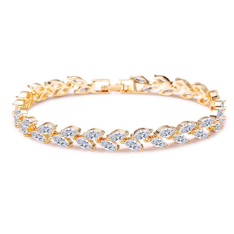 RAKOL Korean Willow Leaf Zircon Bracelet - Elegant Fashion Jewelry for Women