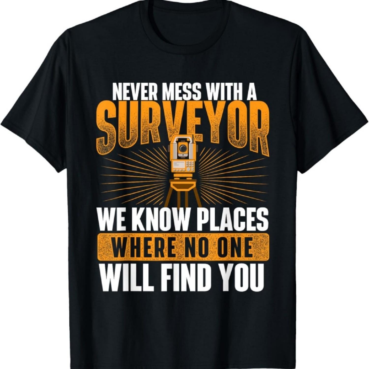 Никогда не связывайся с геодезистом - Землемер Картограф Футболка S