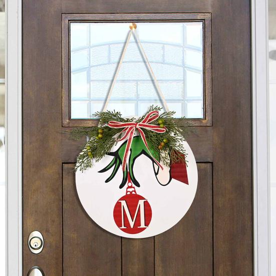 

Дверная вешалка Уникальная прочная яркая дверная вешалка Износостойкая деревянная дверная табличка Подвесной знак на Рождество