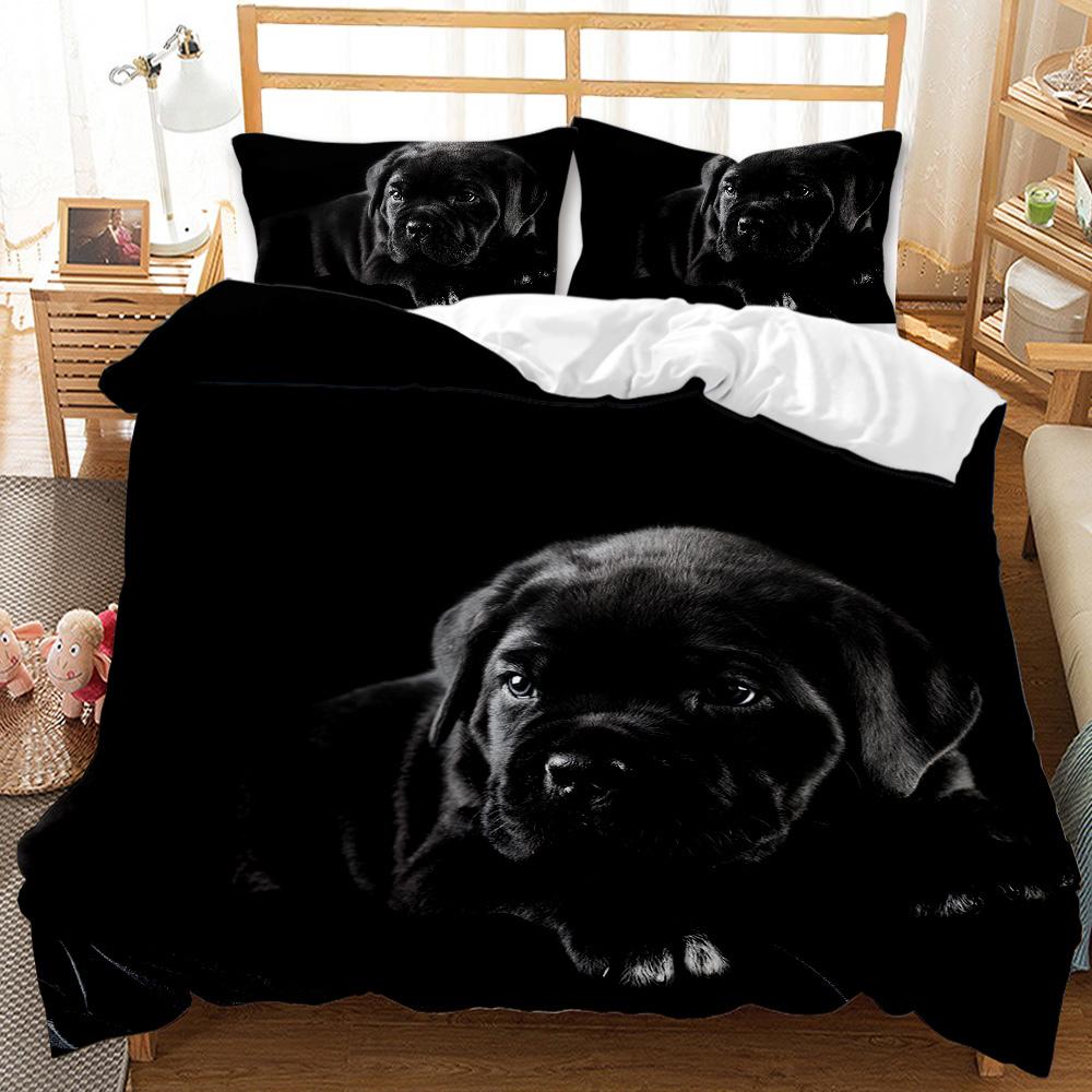 Dog Duvet Cover Set French Bulldogs Bedding Set For Kids Teen Twin Size Black Music Puppy Pet Doggy Animal Quilt Cover