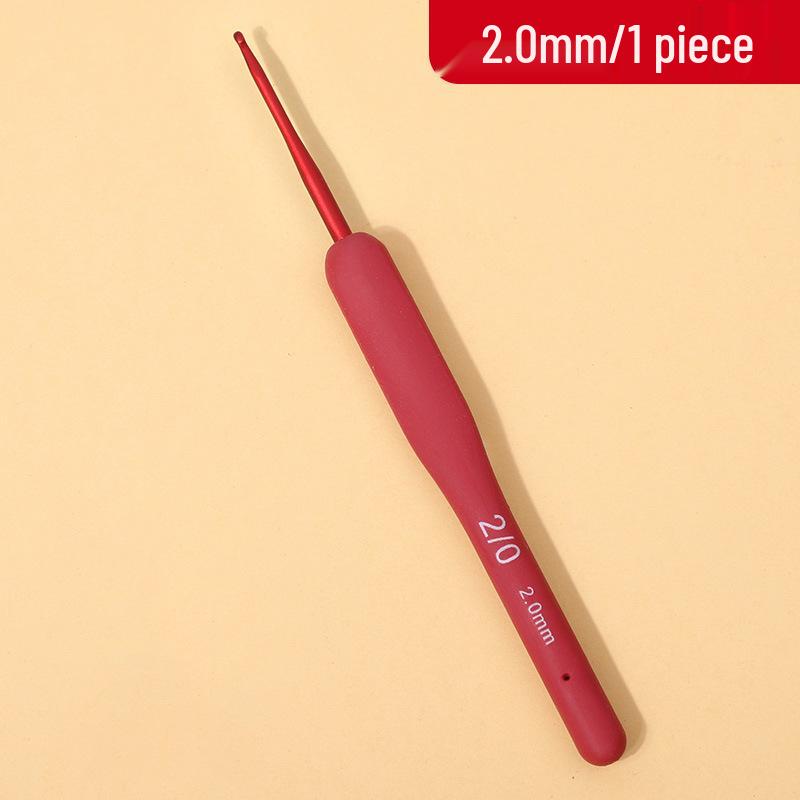 Red Soft Grip Crochet Hooks Set: Handmade Silicone Non-Slip Knitting Needles with Bag