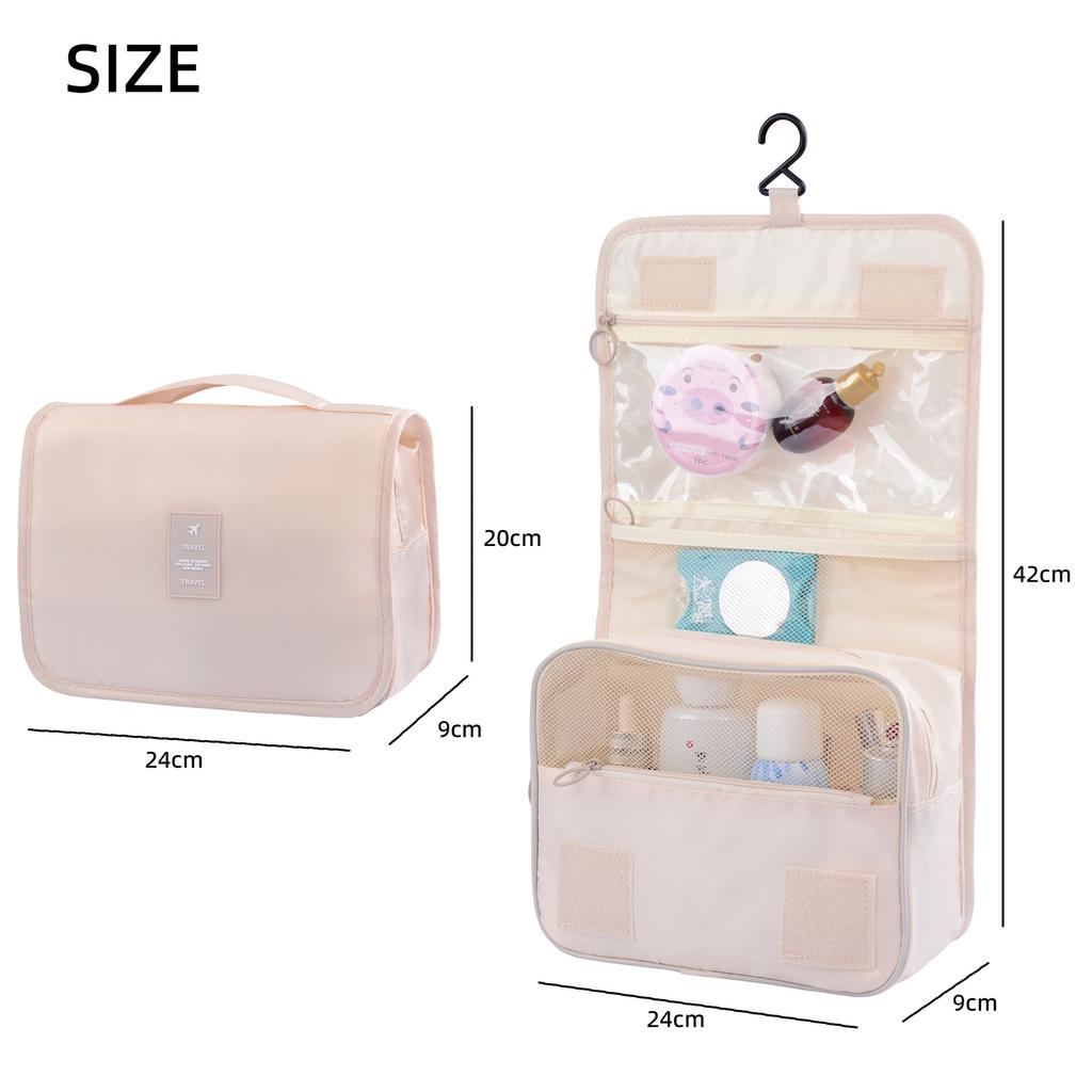 Travel Hanging Hook Wash Bag Large Capacity Foldable Cosmetic Bag Multifunctional Storage Portable Handbag