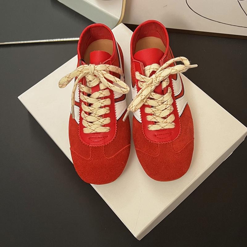 German Training Shoes Women New Genuine Leather Women Sneakers Flat Lace-up Retro Large Size Forrest Gump Shoes Women