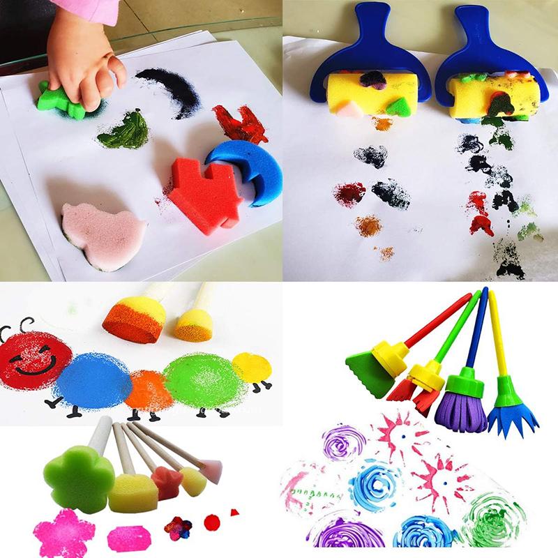 Sponge Brush Kit Children Drawing Toys Kid DIY Graffiti Tools Early Education Toys Parent-child Interaction Brain-boosting TMZ