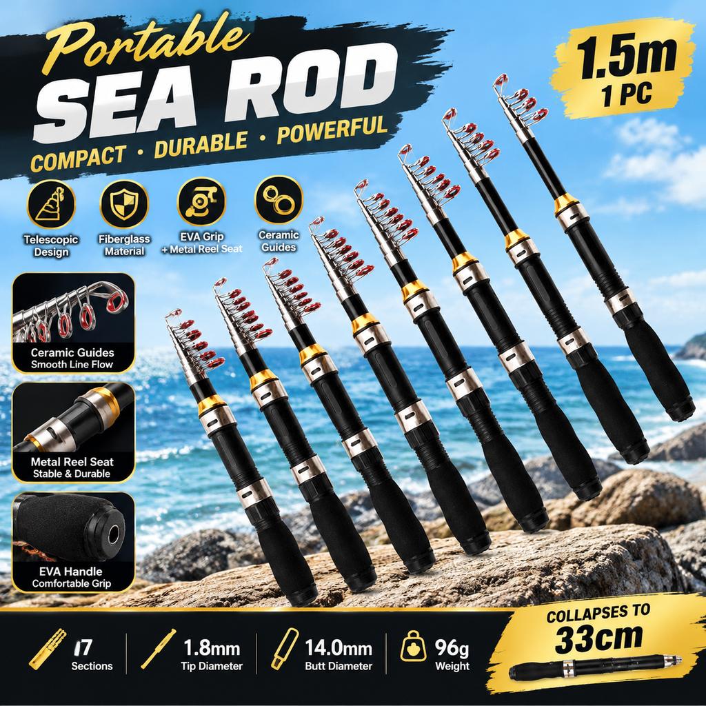 Portable Fiberglass Sea Rod Hard Action Telescopic