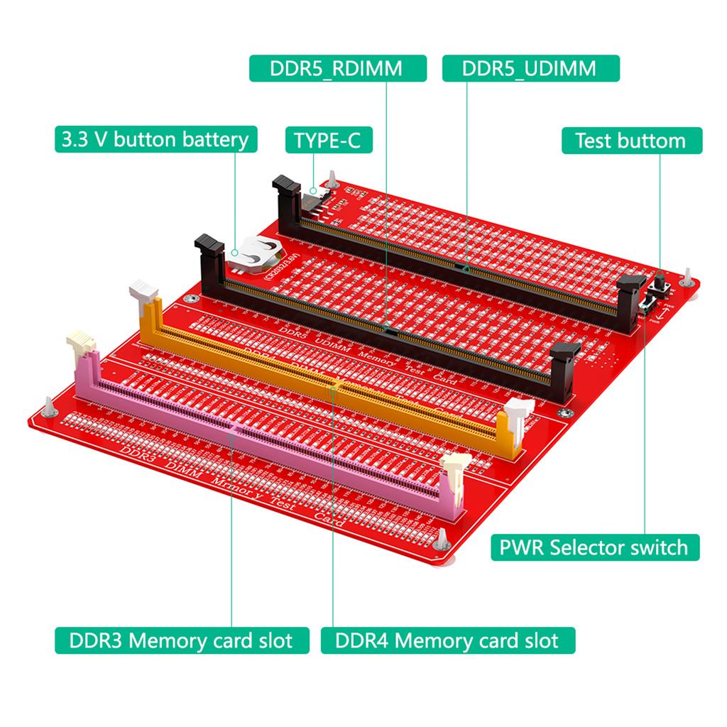 Memory Stick Tester Tool Tester Line Test Tool Desktop Motherboard Memory Slot DDR3/4/5 Diagnostic Repair Analyzer Test
