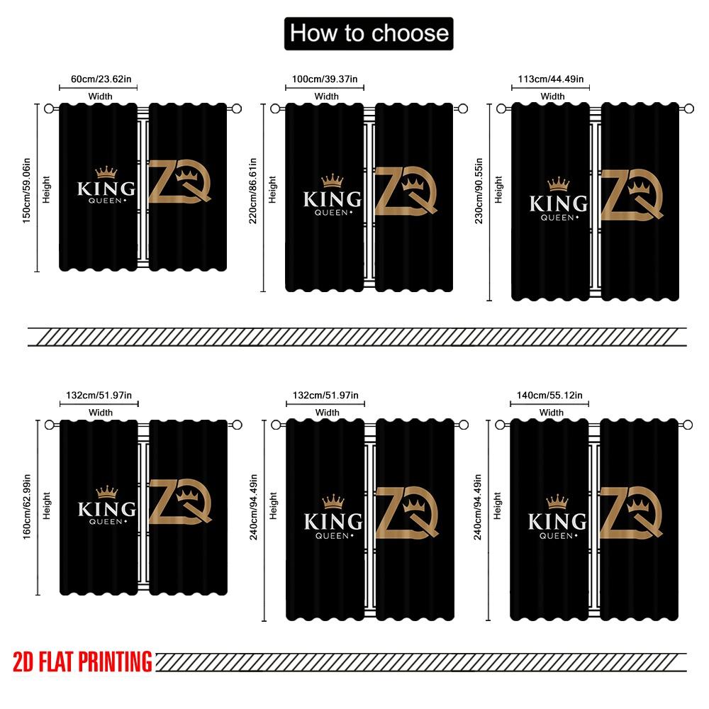 2pcs,2D Plane Printing Curtain Popular King and Queen (35) Versatile Polyester Fabric (without Rod) Decorations Inside Perfect