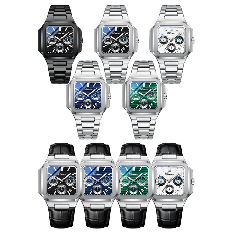 CHENXI Business Men's Wristwatch Square Dial Calendar Display Quartz Watches Waterproof Luminous Chronograph Man Watch