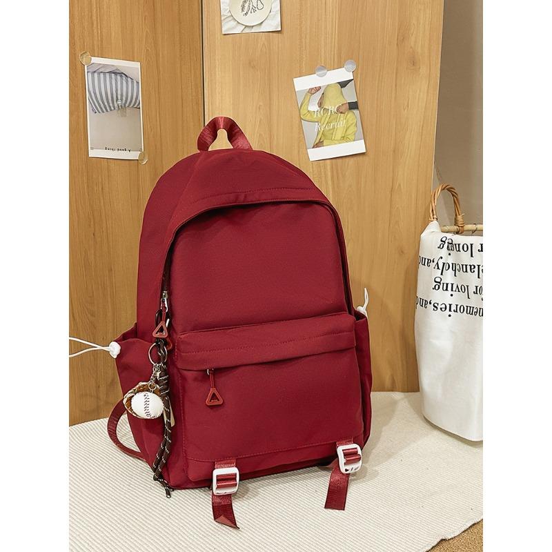 New Solid Color Schoolbag Female Simple Joker Leisure Travel Backpack Large Capacity Junior High School Students Shoulders.