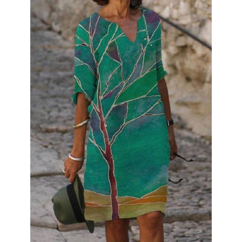 

Women s Dress Chubby Girl Leaves Fashion Leisure Pullover Green leaves M