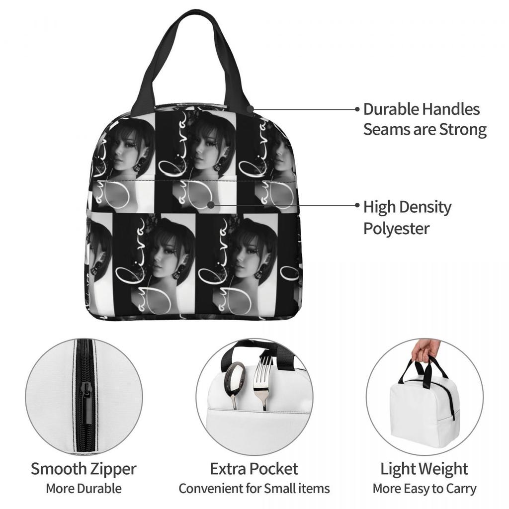 A-Ayliva Cool Singer Handwritten Signature Poster Insulated Lunch Bag for Kids School Cooler Thermal Food Box Tote Lunch Boxes