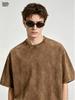 Men's 100% Cotton Acid-Washed T-shirts Solid Custom Print Vintage Tee Washed Oversized T Shirt Tops Harajuku Streetwear Top
