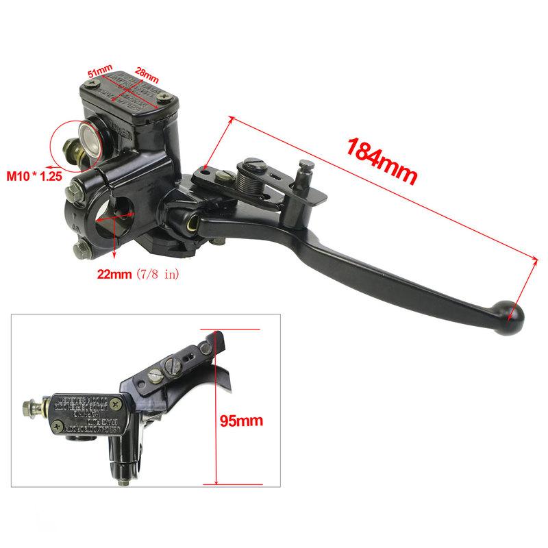 Motorcycle Brake Pump Front Master Cylinder Hydraulic Brake Lever Right for Dirt Pit Bike ATV Quad Moped Scooter Buggy Go Kart