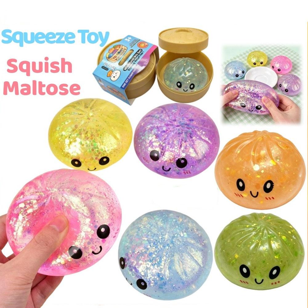 Heißer Glitzer Knödel Quetschspielzeug Squishy Malzose Serie mit Box Fidget Spielzeug Knödel Sensorisch zur Stressbewältigung Langsamer Rückprall Kreatives Geschenk