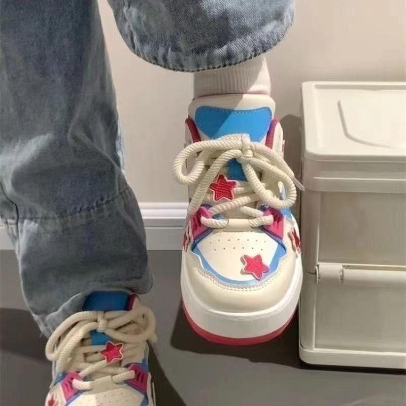 Star platform white shoes spring new niche design versatile sports shoes