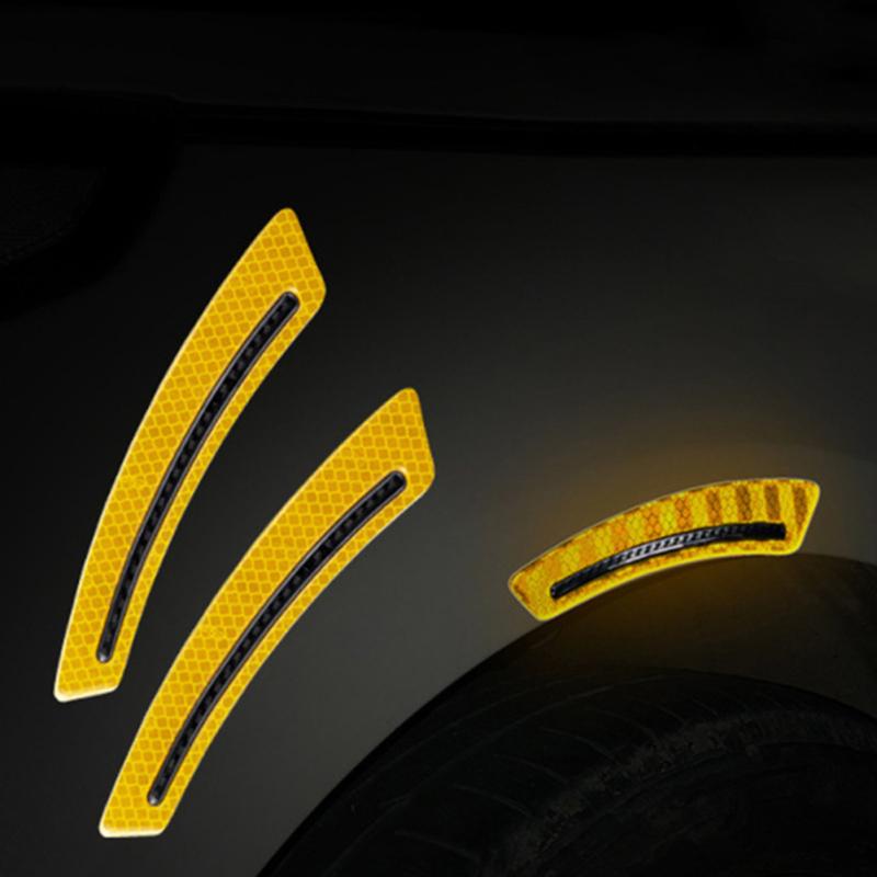 2pcs Car Reflective Stickers Wheel Eyebrow Mudguard Luminous Warning Decals Anti-collision Strips