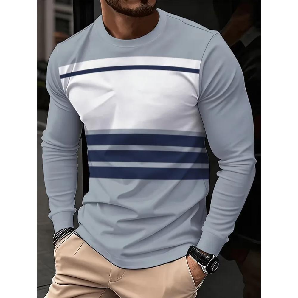 Casual Comfortable Simple Men's Long Sleeves Breathable Daily Versatile Pullovers Long Sleeves Men’s