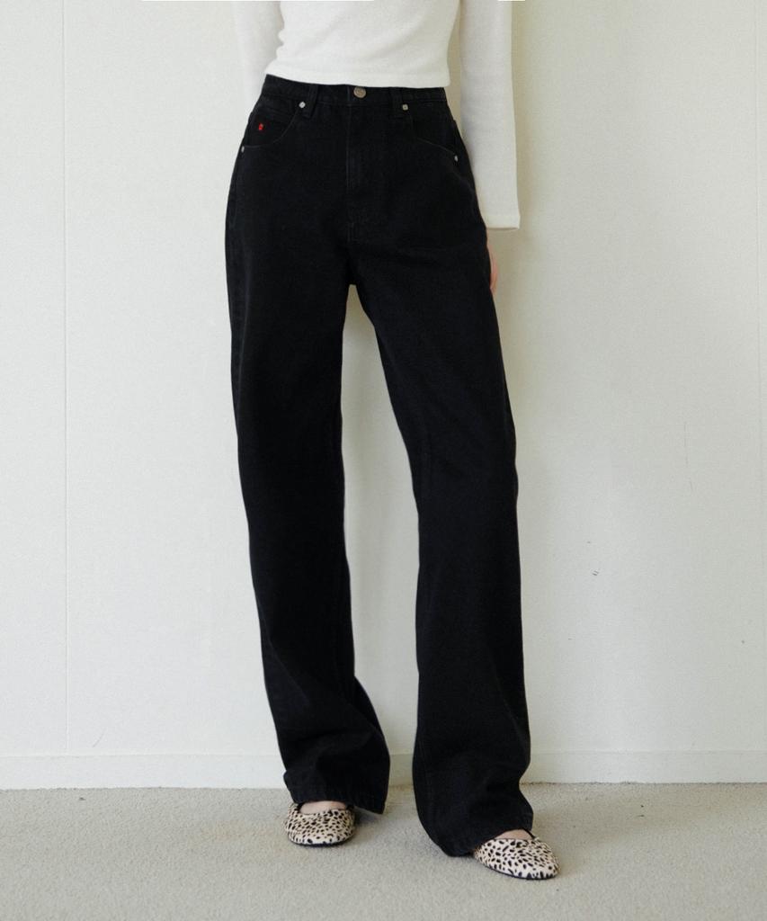 HEEARI Emma Classic Straight Denim Pants_Black
