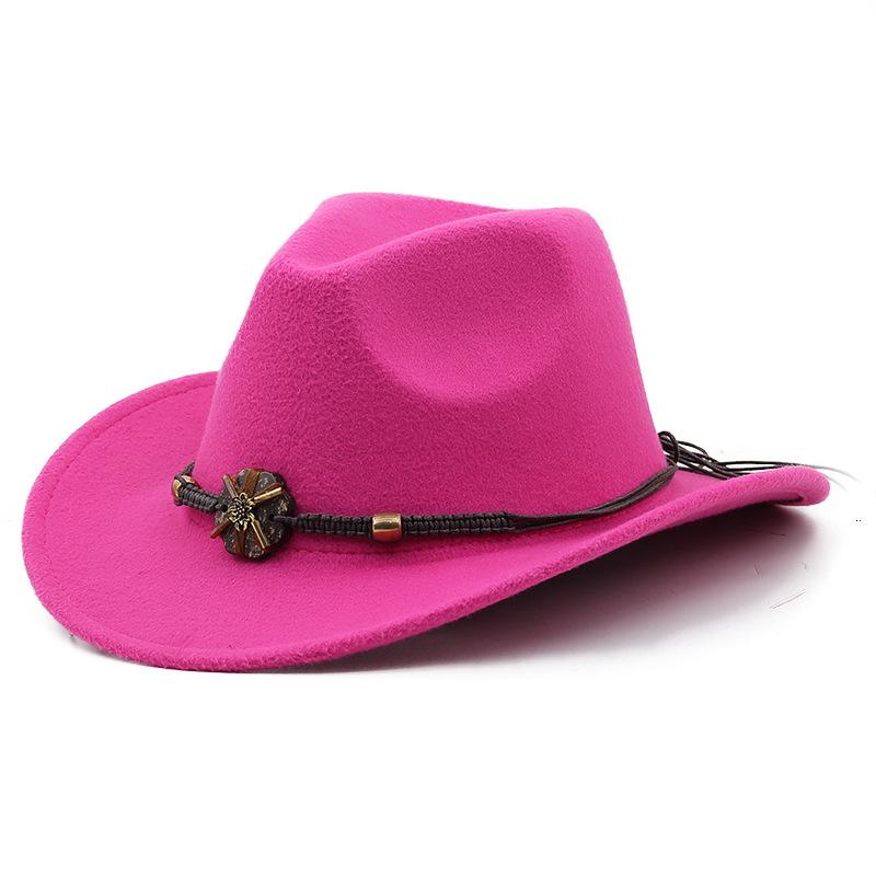 Hot-selling new western cowboy hat woolen jazz top hat men and women's ethnic style autumn and winter felt hat big eaves hat