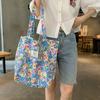 Retro Floral Women's Canvas Shoulder Bag High Capacity Girls Student Book Tote Handbag Cute Flower Female Reusable Shopping Bags