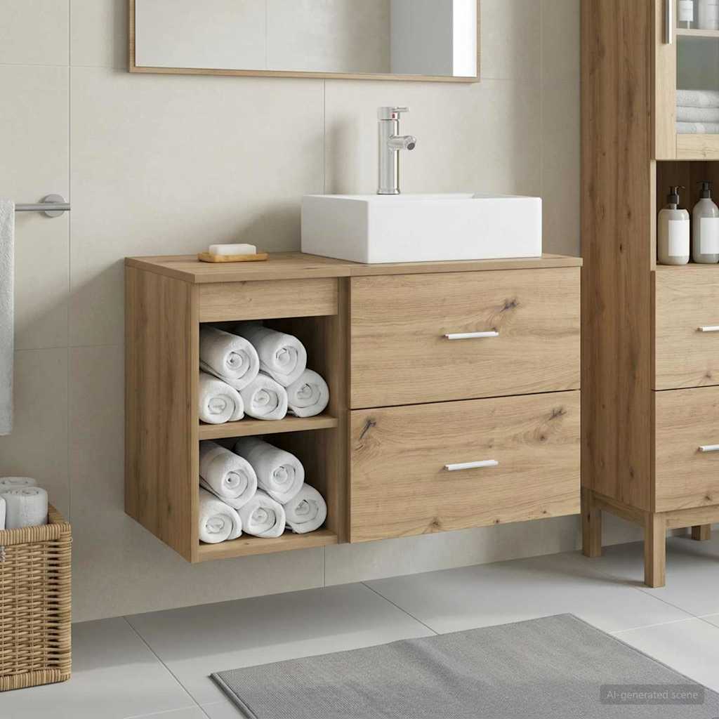 Bathroom Furniture Set 2 Pcs Artisan Oak Wood Based Material