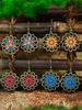Vintage Bohemian Style Colorful Sunflower Alloy Dropping Oil Pendant Earrings Pendant Ornaments Women's Daily Versatile