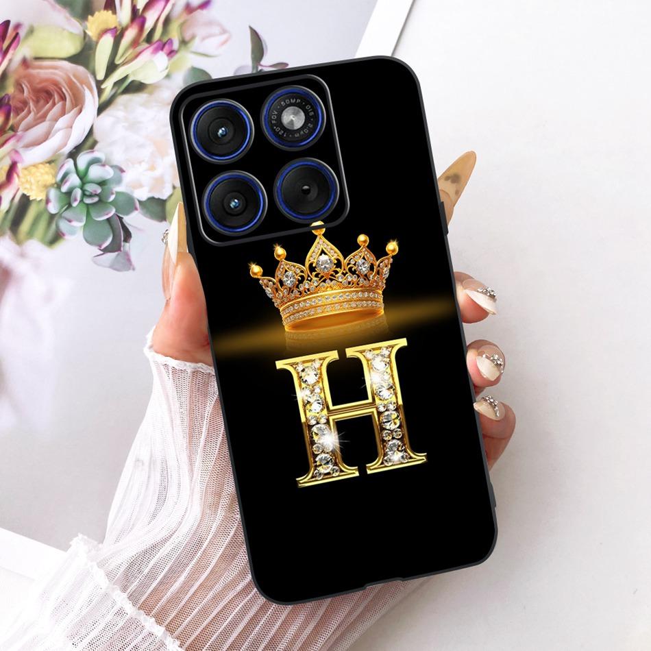 For Motorola Edge 70 Fashion Crown Letter Phone Case For Motorola Moto X70 Air Edge70 5G XT2601-2 Black Silicone Soft Cases