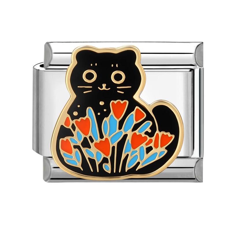 

1PC Personalized Coconut Tree Lily Mountain Tulip Cat Sea High Quality Italian Charm Fit 9MM Stainless Steel Bracelet DIY Making