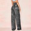 Shiny Wide Leg Trousers Women Daily Wear High Waist Loose Straight Pants Solid Color Comfortable Temperament Fashion Spring Autumn