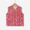 Women's Plus Size Floral Fleece-Lined Cotton Vest - Sleeveless, Thick, Warm Jacket for Middle-Aged and Elderly