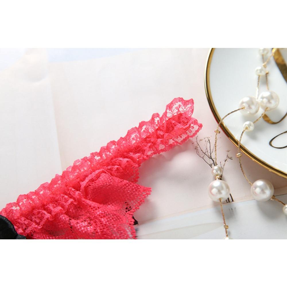 Japanese Cute Pure Desire Panties Women Pearl Open Crotch Hollow Internet Celebrity Thong Transparent Low Waist Thin Lace T-pants