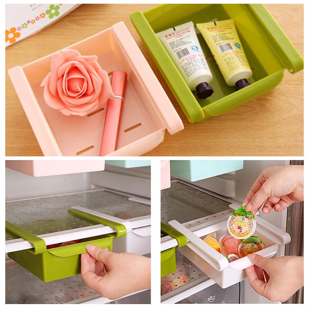 Slide Kitchen Fridge Freezer Space Saver Organizer Kitchen Slide Storage Rack Shelf Holder Drawer