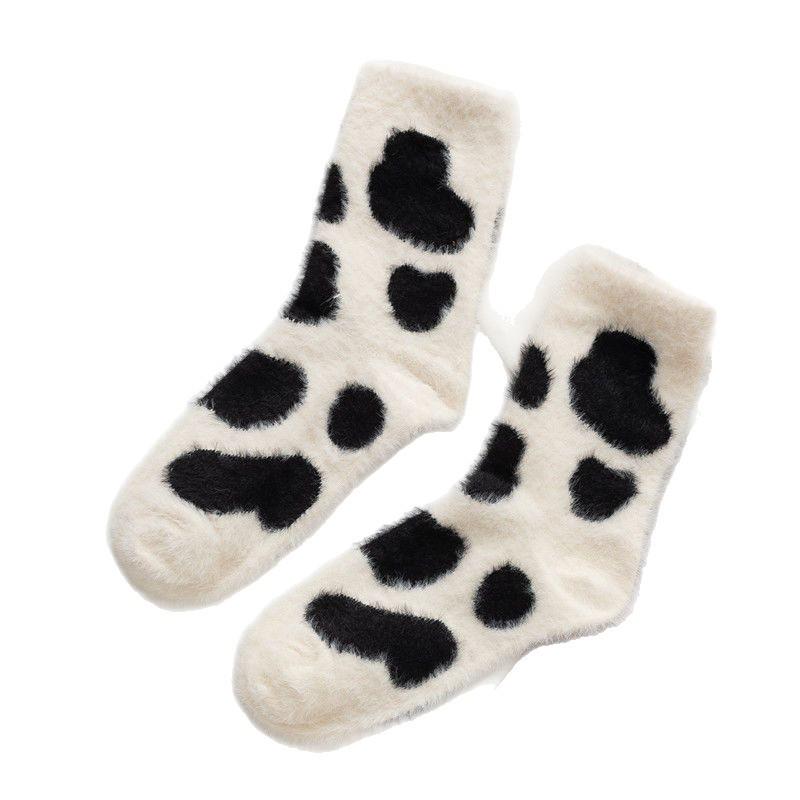 Cozy Cartoon Mink Velvet Socks - Fluffy Warmth for Autumn & Winter, Perfect for Home, Sleep & Postpartum Comfort.