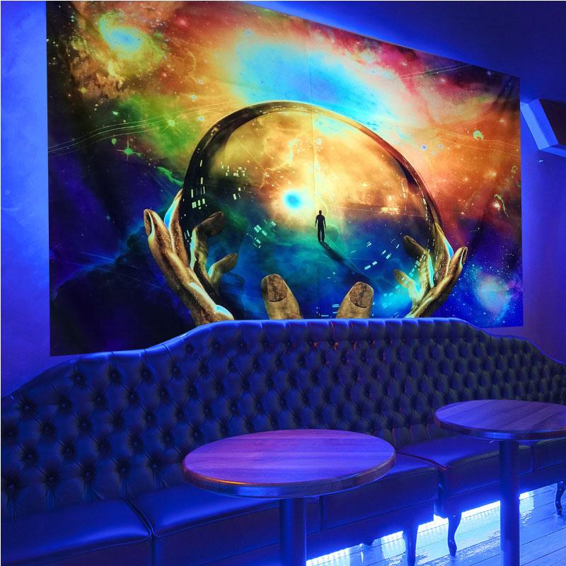 UV Fluorescent Tapestry Print Wall Hanging Art Home Decor