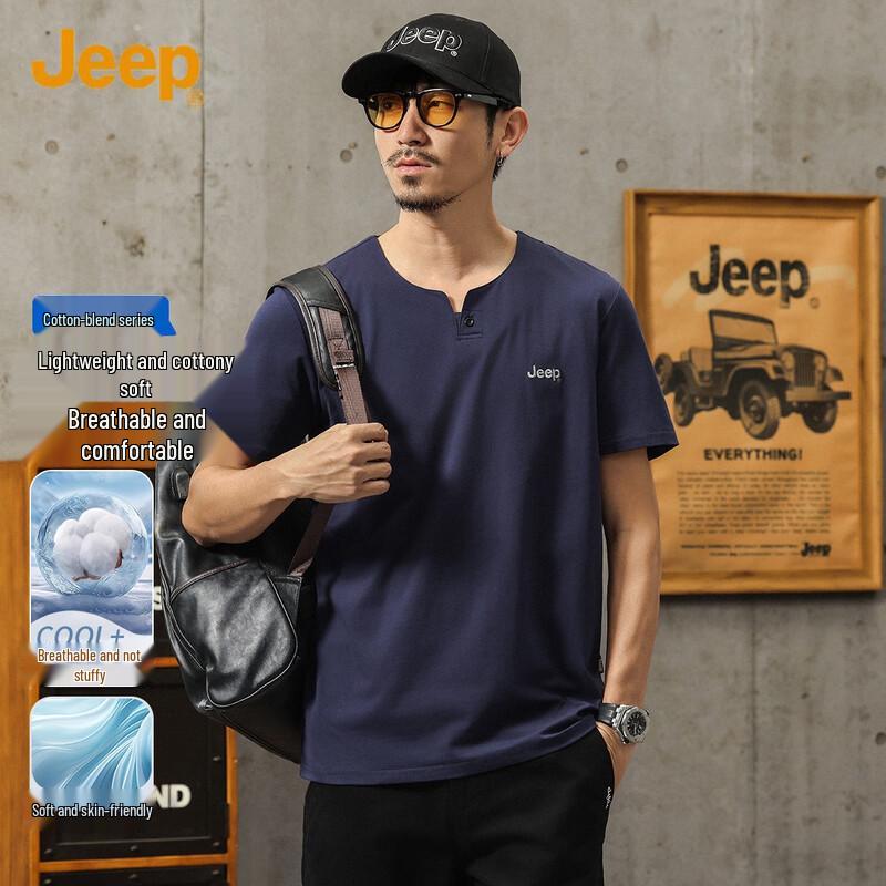 JEEP Men s Casual One-Button Short Sleeve T-Shirt XL