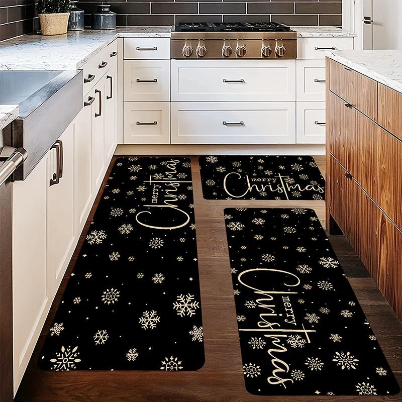 

1Pcs Anti Fatigue Kitchen Rugs Black Snowflake Print Waterproof Non-Slip Thick Cushioned Kitchen Mat Heavy Duty Comfort Standing Mat for Kitchen 40*60cm