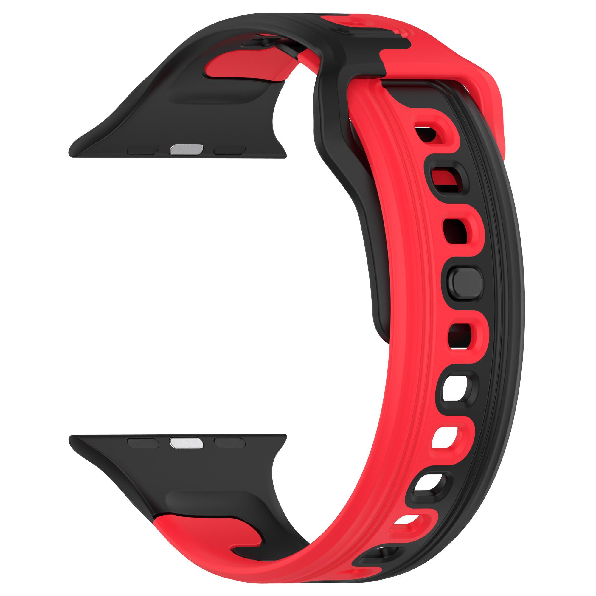 

Watch Strap for Apple Watch Series 10 42mm/9 8 7 41mm/SE (2023) SE (2022) SE 6 5 4 40mm/3 2 1 38mm Dual-Color Silicone Band Red/Green