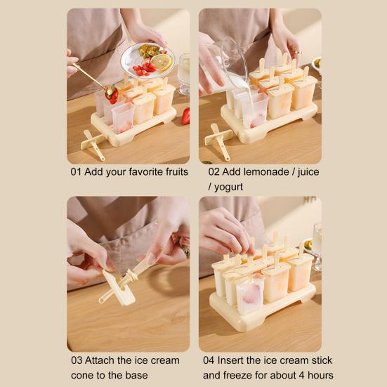 Yousheng 9Pcs Ice Pop Mold, Reusable Popsicle Maker for Homemade Ice Cream, BPA-free Freezer Tray for Juice And Yogurt