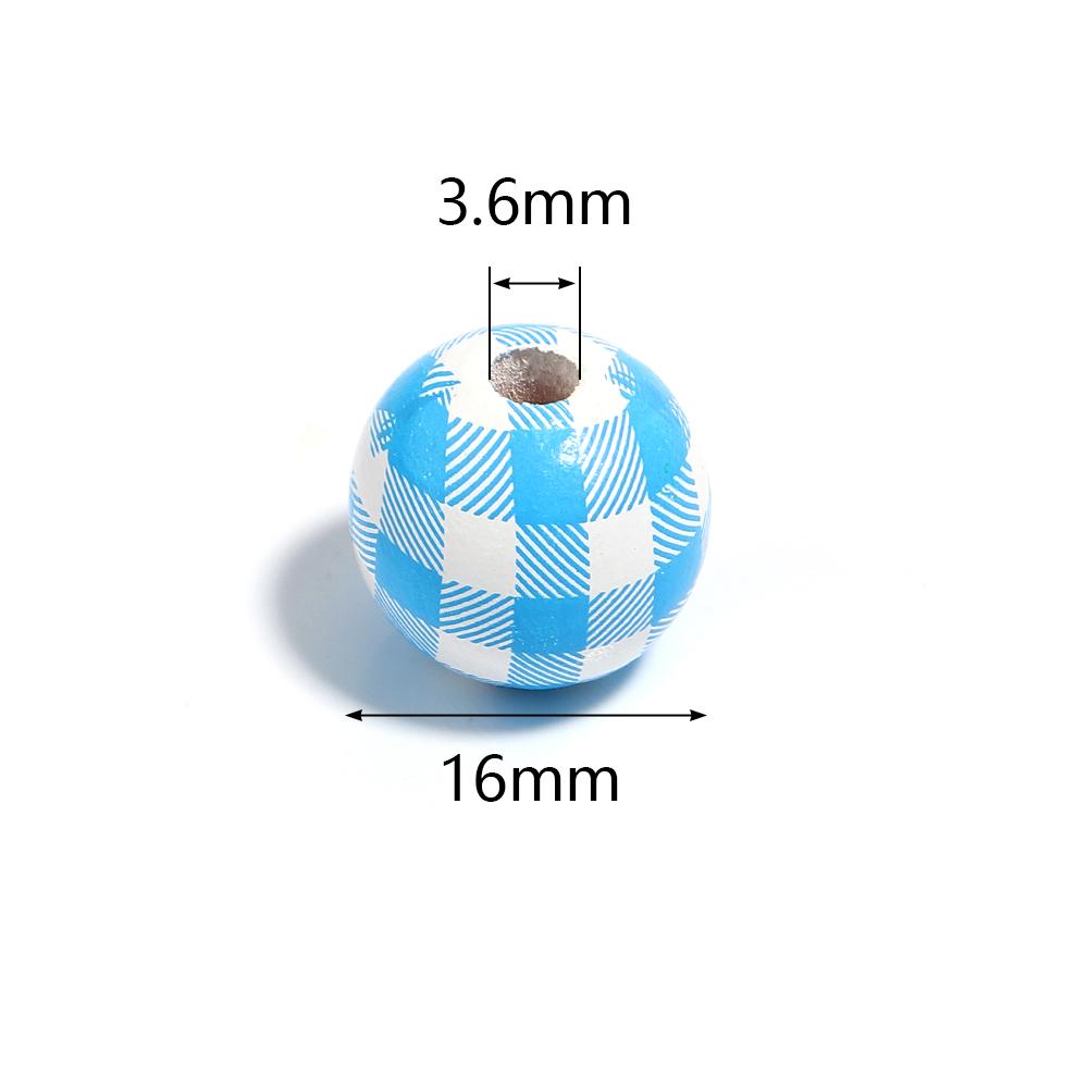 20pcs/lot Checkered Pattern Round Balls For Jewelry Making Wooden Beads Loose Spacer Beads DIY Bracelet Necklace Accessory