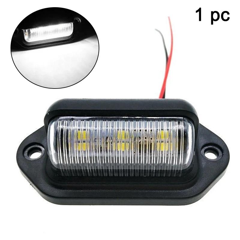 1/2PCs 6 LEDs Car License Plate Lights Waterproof Truck Signal Lamp White Bulbs Safety Driving Tail Lamp Car Accessories 12/24V