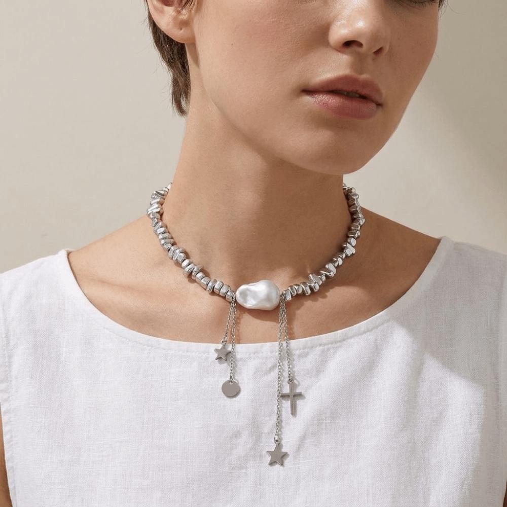 Boho Love Heart Choker Geometric Clavicle Chain Vintage Bead Necklace  Photography Props
