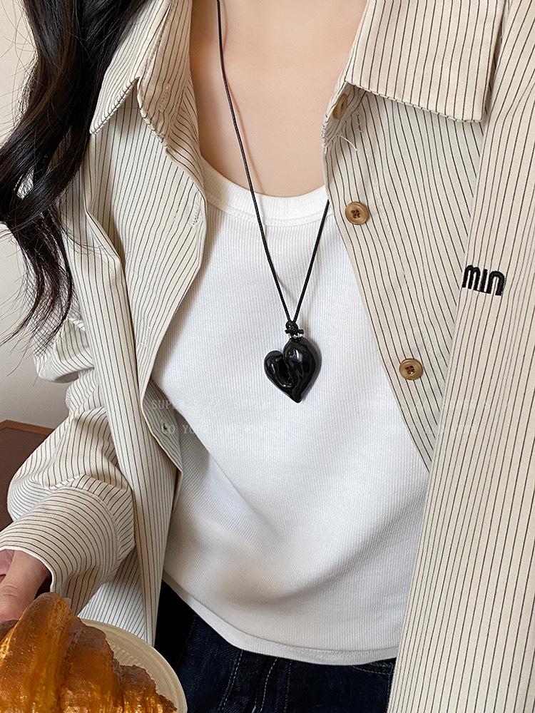 Korean Reinna Irregular Heart Pendant Necklace - Adjustable Sweet Cool Accessory