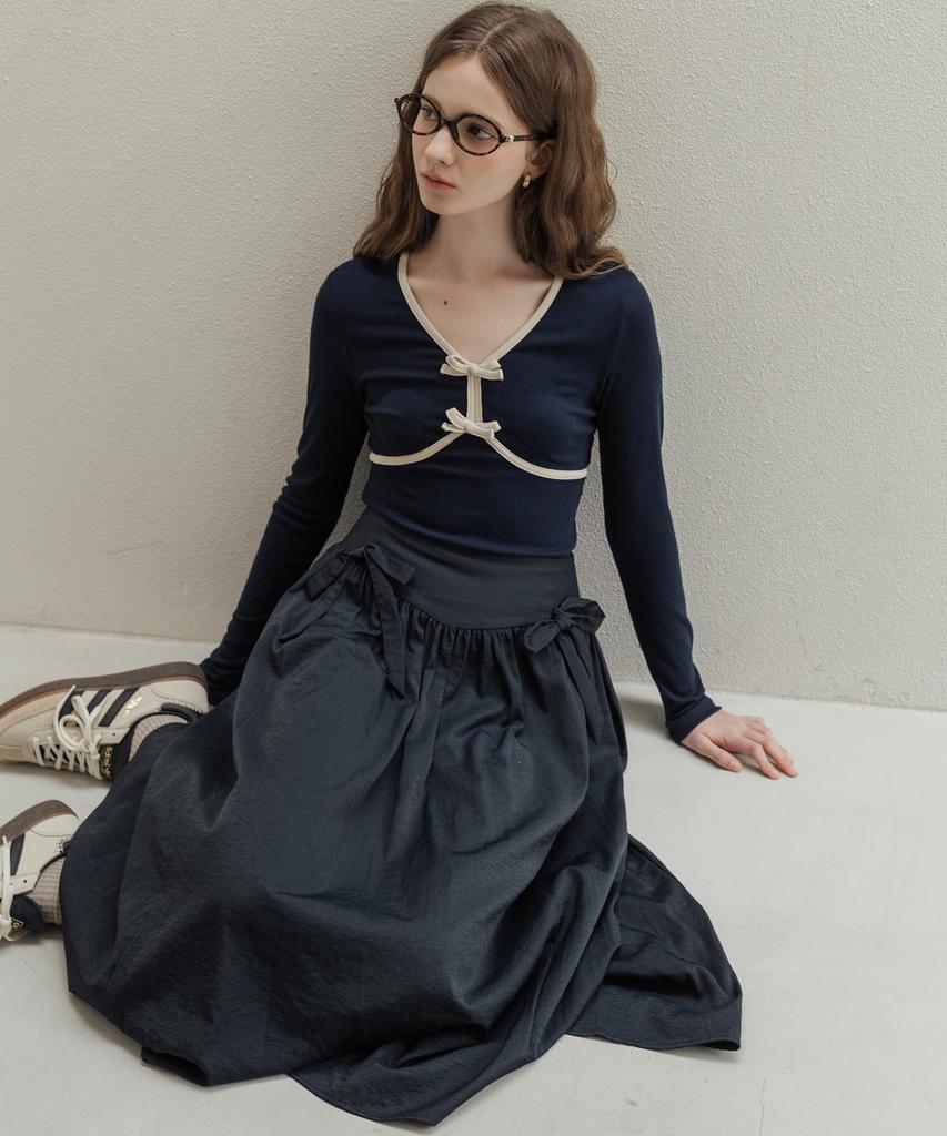 LAUTREDE MIN Two Ribbon Navy T Shirts